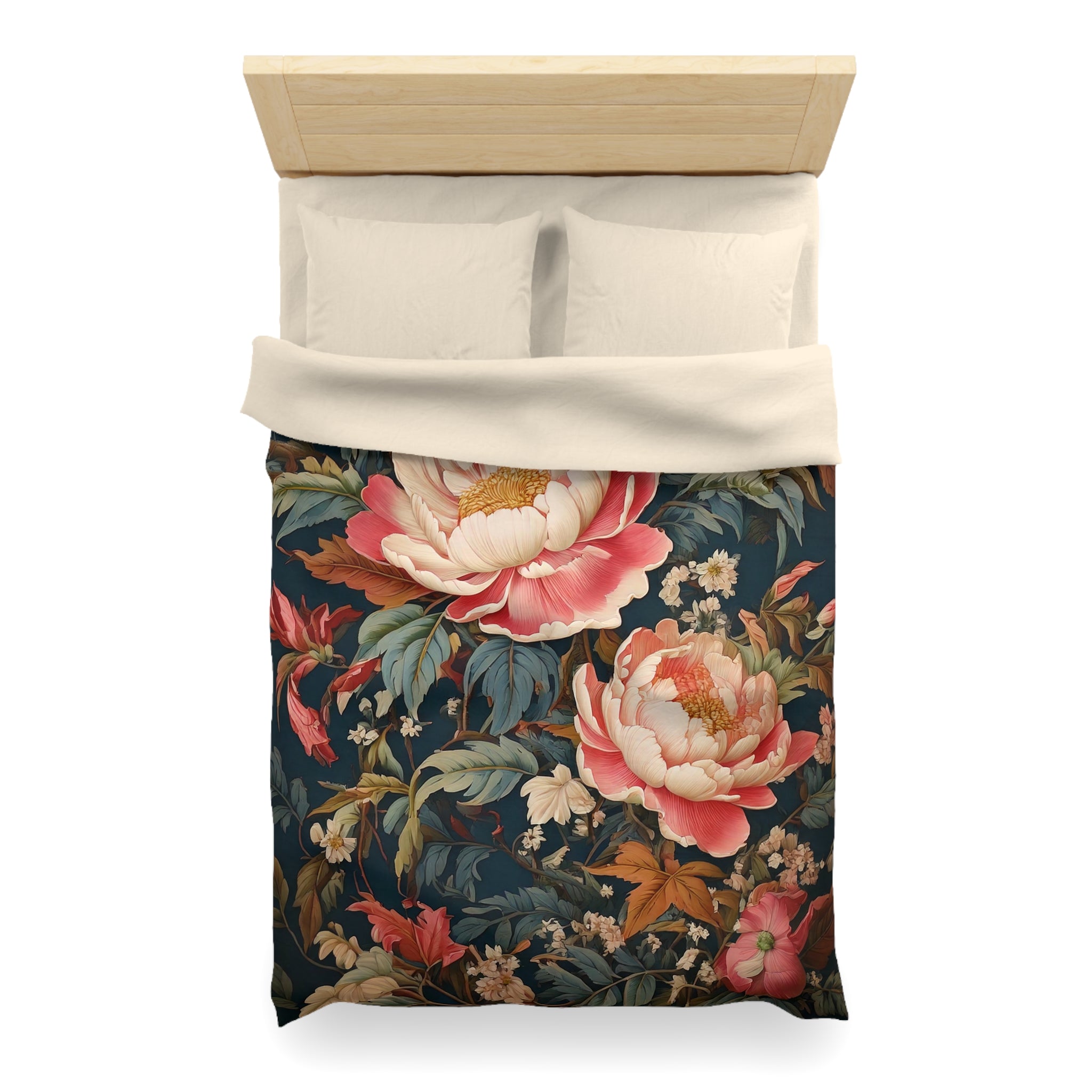 botanical  flowers, Microfiber Duvet Cover