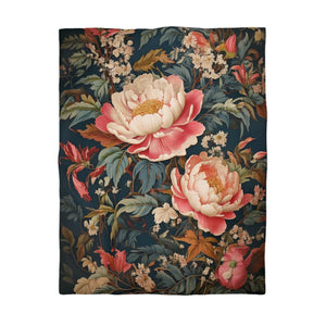botanical  flowers, Microfiber Duvet Cover