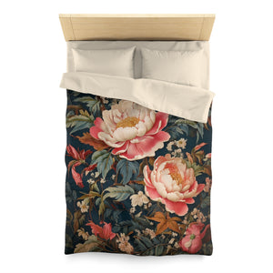 botanical  flowers, Microfiber Duvet Cover