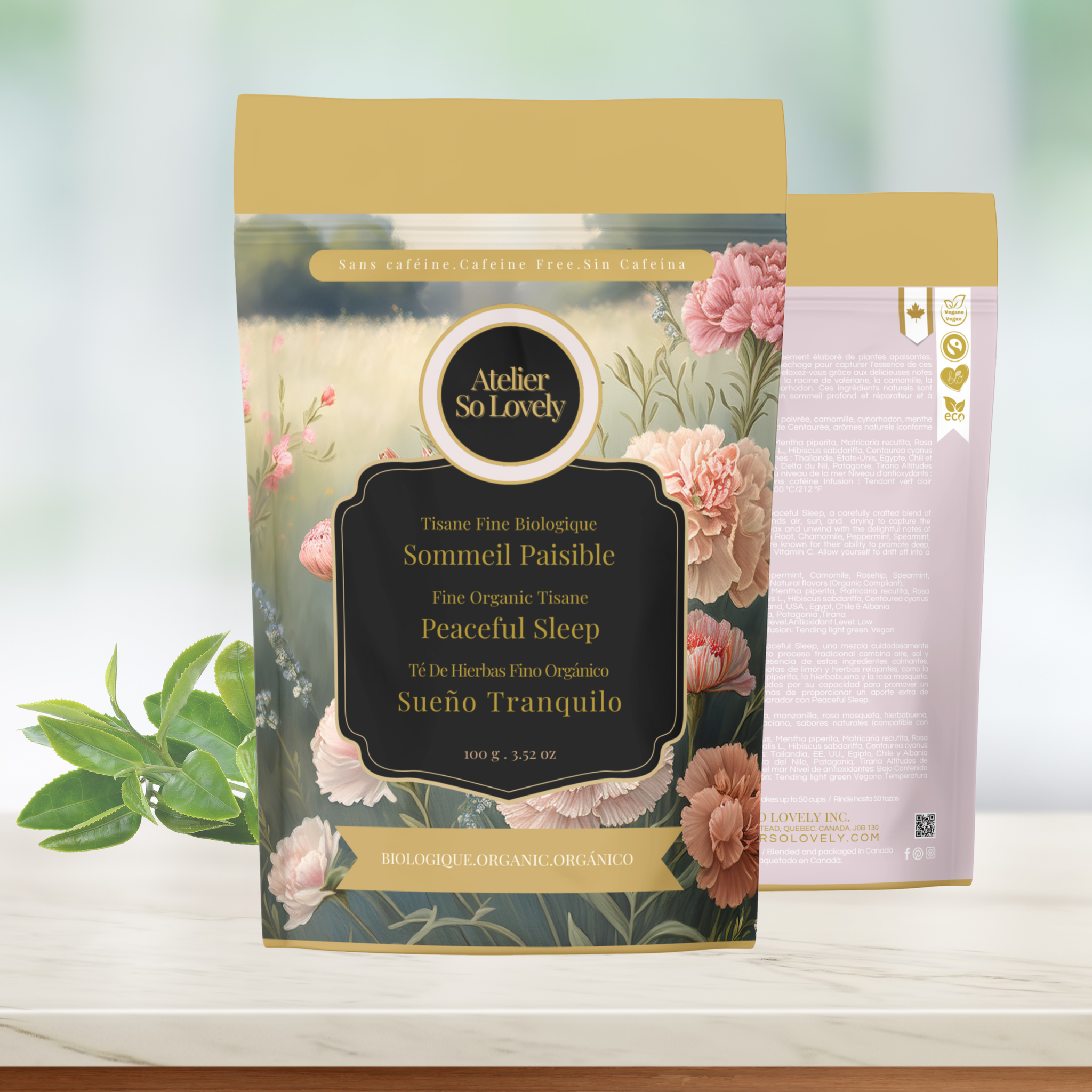 Sleep support herbal infusion – soothing aroma, light green infusion, caffeine-free and vegan"

